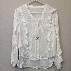 NWT NKN Nekane Ivory ruffle & lace blouse - small (oversized) - $125 MSRP